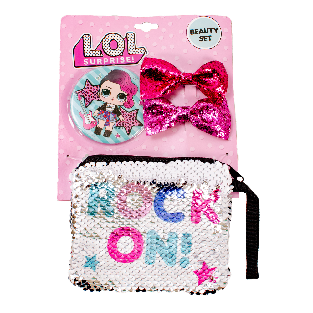 (image for) 2096-8279 LOL SEQUIN POUCH HAIR CLIPS ACCESSORIES SET